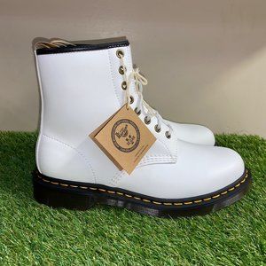 Doc Dr. Martens 1460 Kemble Vegan Leather White Combat Boots 27213 Men 9 Wmn 10